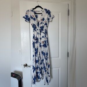 Floral Blue and White Maxi Dress
